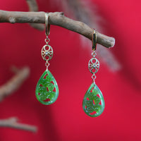 14k Siberian Jade Flower Earrings #2495-1