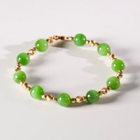 14k 8mm Chatoyant Siberian Jade Starry Bracelet #2591-2