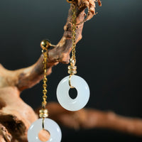 18k White Jade Donut Earrings #2520