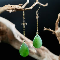 18k Polar Jade Water-drop Earrings #2547