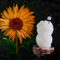 Eternal Bleassing White Jade Peanut Pendant #2652