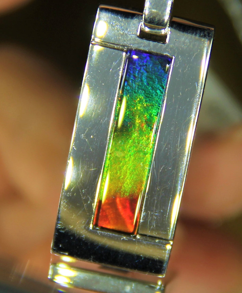 Rectangle Frame Ammolite Pendant #336