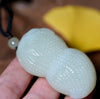 Eternal Bleassing White Jade Peanut Pendant #2652