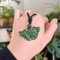 Hand-carved Jade Butterfly Pendant #1785