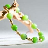 14k 8mm Chatoyant Siberian Jade Starry Bracelet #2591-2