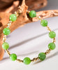 14k 8mm Chatoyant Siberian Jade Starry Bracelet #2591-2