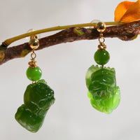 Siberian Jade Pixiu Earrings #2570