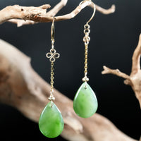 18k Polar Jade Water-drop Earrings #2547