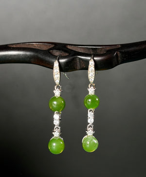 Polar Jade Long Earrings #2748