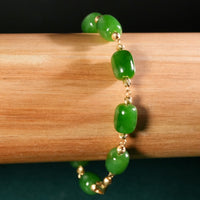 14k Siberian Jade Starry Beaded Bracelet #2417