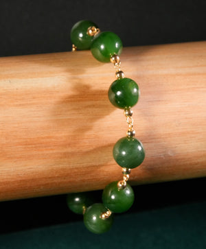 10mm Canadian Jade Starry Bracelet #2431-3