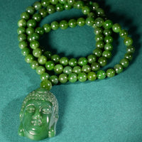 Jade Buddha Head Necklace #2536