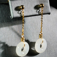 18k White Jade Donut Earrings #2520