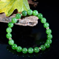 14k 8.5 mm Polar Jade Beaded Bracelet #2573