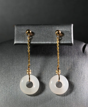 18k White Jade Donut Earrings #2520