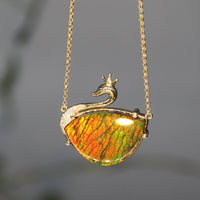 18k Swan Ammolite Pendant #926