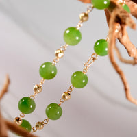 14k 8mm Polar Jade Starry Bracelet #2592