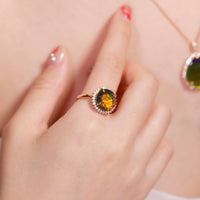 18K AMMOLITE DIAMOND RING #2087