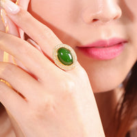 18K Siberian Jade Diamond Ring #2256