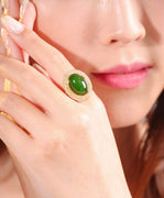 18K Siberian Jade Diamond Ring #2254