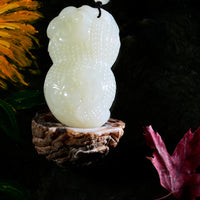 Eternal Bleassing White Jade Peanut Pendant #2652