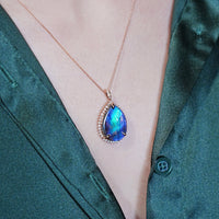 18k Waterdrop Ammolite Pendant #1971