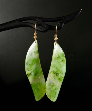 Polar Jade Long Earrings #2650-2