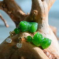 Siberian Jade Pixiu Earrings #2570