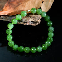 14k 8mm Polar Jade Beaded Bracelet #2587