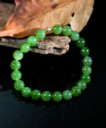 14k 8mm Polar Jade Beaded Bracelet #2587