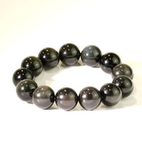 16mm Double Rainbow Eyes Obsidian Bracelet #1849