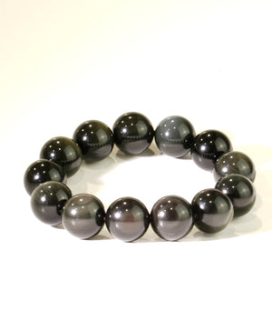 Healing Natural Gemstone Bracelet Rainbow Black Obsidian & Amethyst -  GEM+SILVER