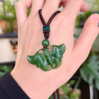 Hand-carved Jade Butterfly Pendant #1785