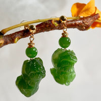 Siberian Jade Pixiu Earrings #2570