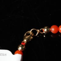 14K Carnelian and Chatoyant Jade Beaded Bracelet #2464