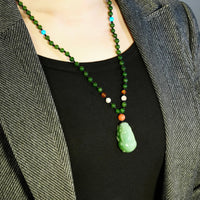 Chatoyant Siberian Jade Pixiu Necklace #1663