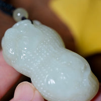 Eternal Bleassing White Jade Peanut Pendant #2652