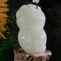 Eternal Bleassing White Jade Peanut Pendant #2652