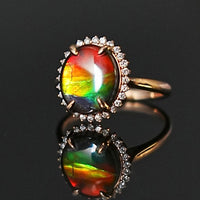 18K AMMOLITE DIAMOND RING #2199