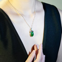 Oval Ribbon Canadian Jade Necklace #1091