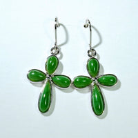 FLOWER CROSS JADE EARRINGS #1072