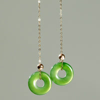 SIBERIAN JADE LONG CHAIN EARRINGS #1306