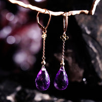 14k+18k Amethyst Waterdrop Earrings #2409