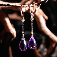 14k+18k Amethyst Waterdrop Earrings #2409