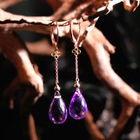 14k+18k Amethyst Waterdrop Earrings #2409