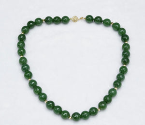 19.5" 12mm JADE BEADED NECKLACE #2399