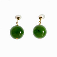 14k Canadian Jade Bead Earrings #1453