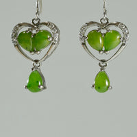 SILVER HEART SHAPE JADE EARRINGS #1681