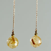 Natural Rutilated Gold Quartz Crystal Earrings #1455