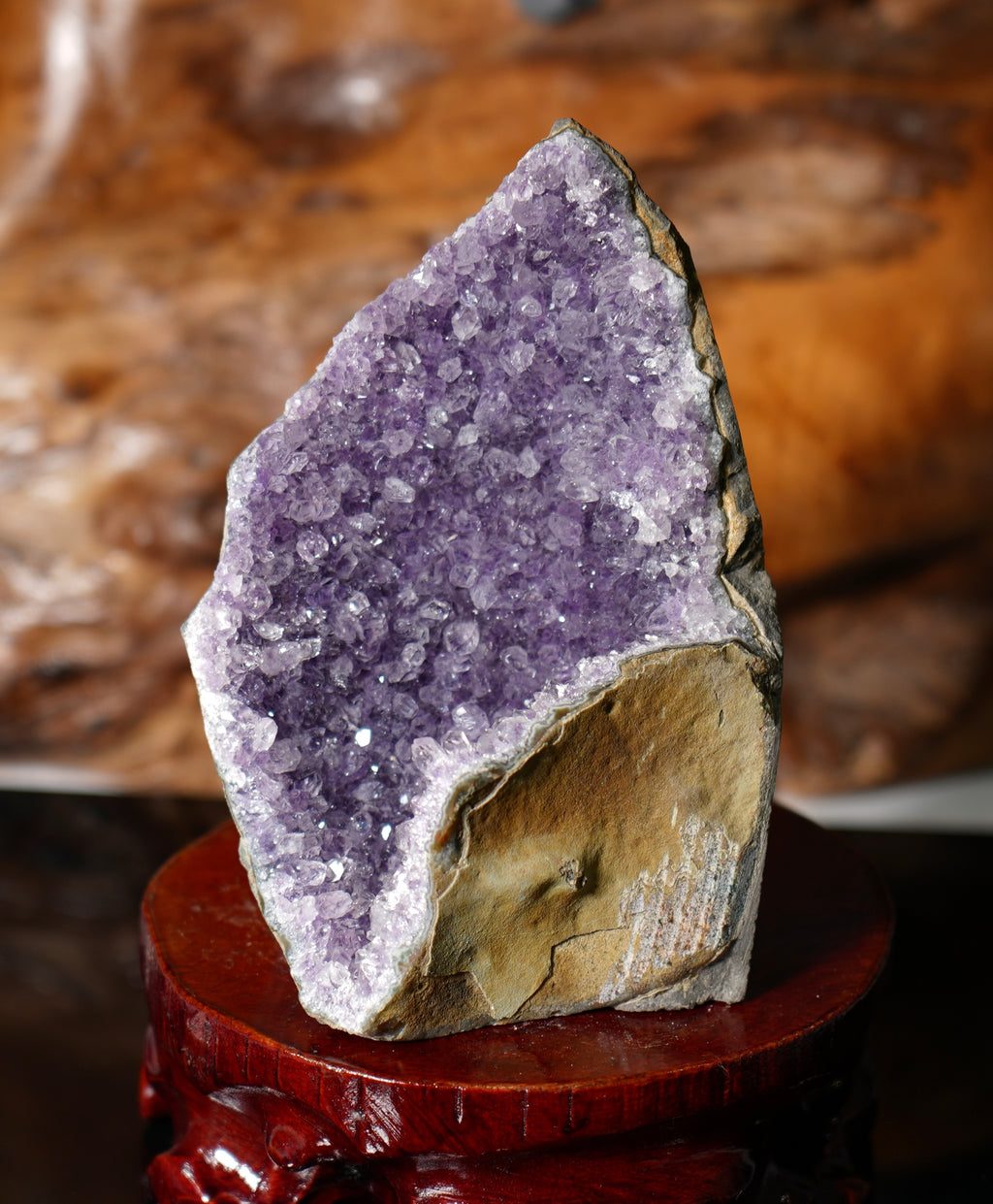 AMETHYST SEMI-GEODE A- GRADE EXTRA QUALITY BASE CUT (1.43 LB) #1229